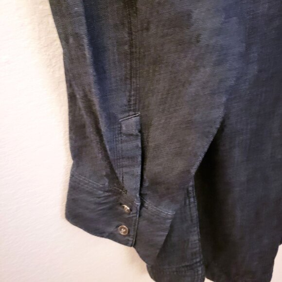 Denim247 Dark Wash Denim Lace Up Neckline Long Sleeve Tunic Size 24W EUC - Picture 6 of 8